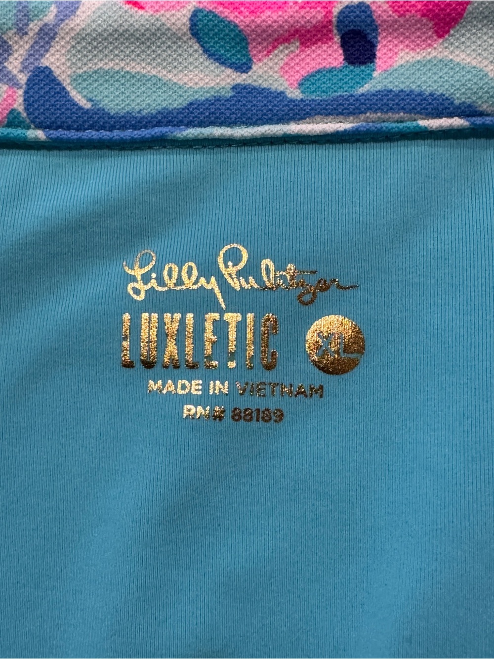 LILLY PULITZER Luxletic Lakelyn Bra Polo Top Zanzibar Blue Party Princess - Picture 4 of 4